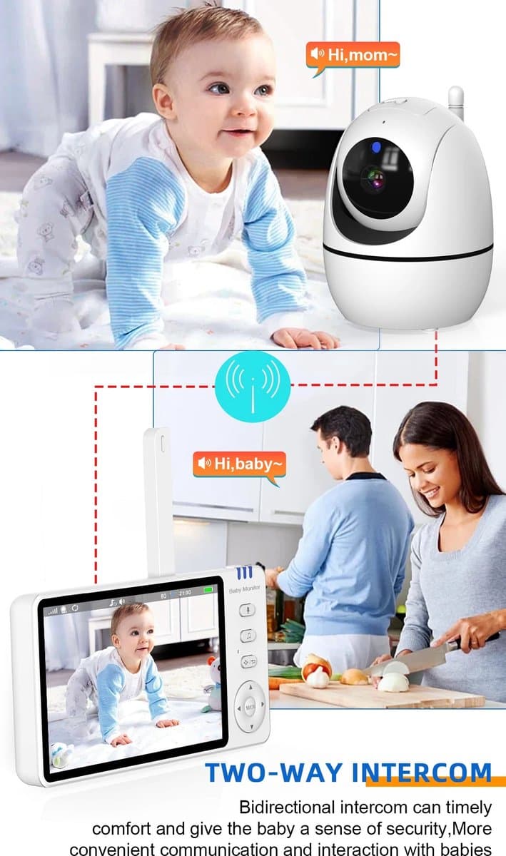 PolderGoods - Babyfoons - Beveiliging Bewakingscamera's - 5-inch video - Temperatuursensor - Slaapliedje thumbnail 2