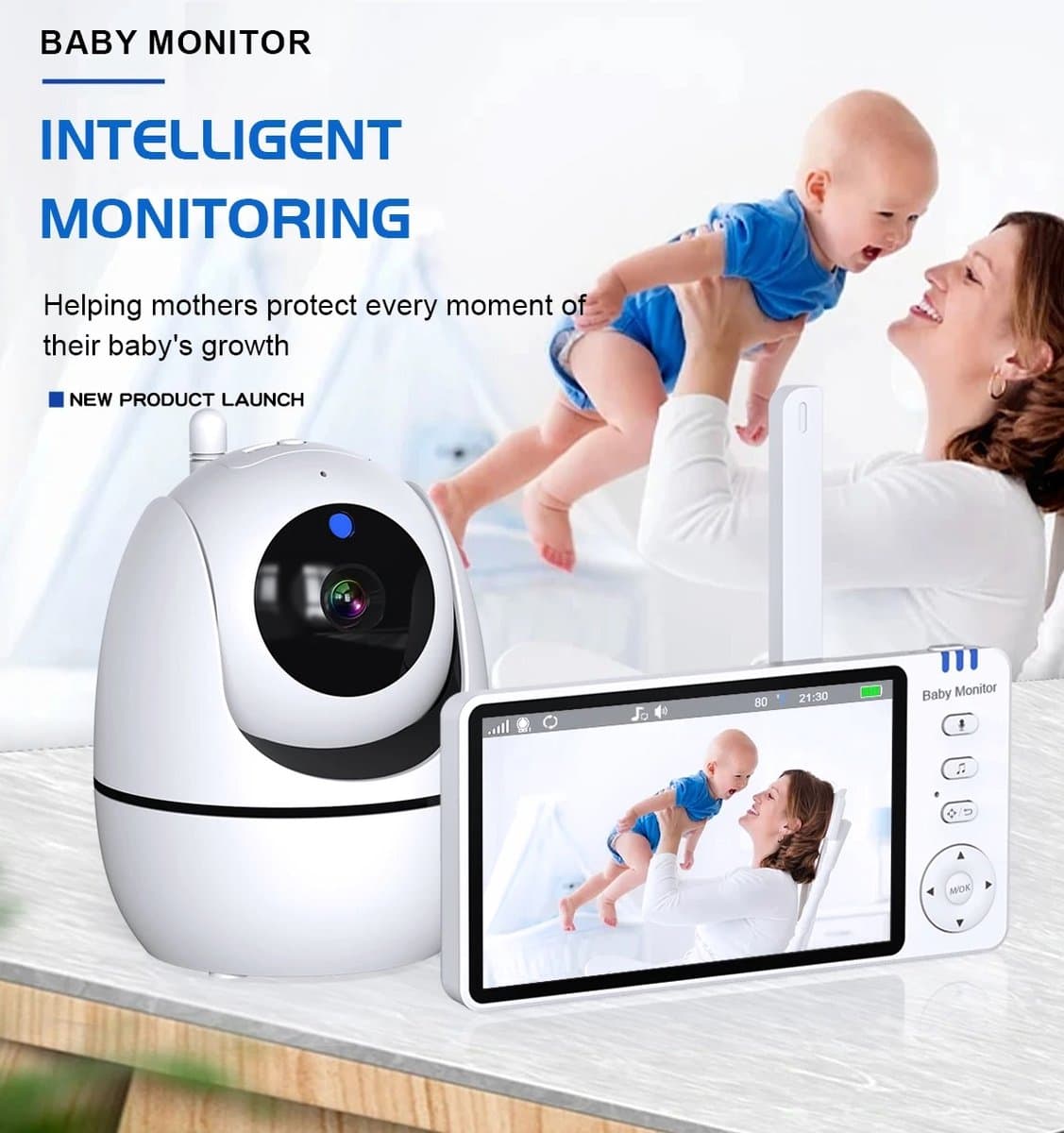 PolderGoods - Babyfoons - Beveiliging Bewakingscamera's - 5-inch video - Temperatuursensor - Slaapliedje thumbnail 5