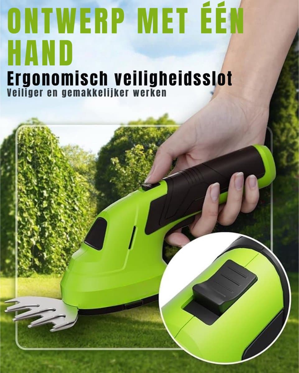 Zylo® Grasschaar - Grasschaar met Accu - Grasschaar met Steel - 28 x 12 x 9 cm; - Groen thumbnail 6