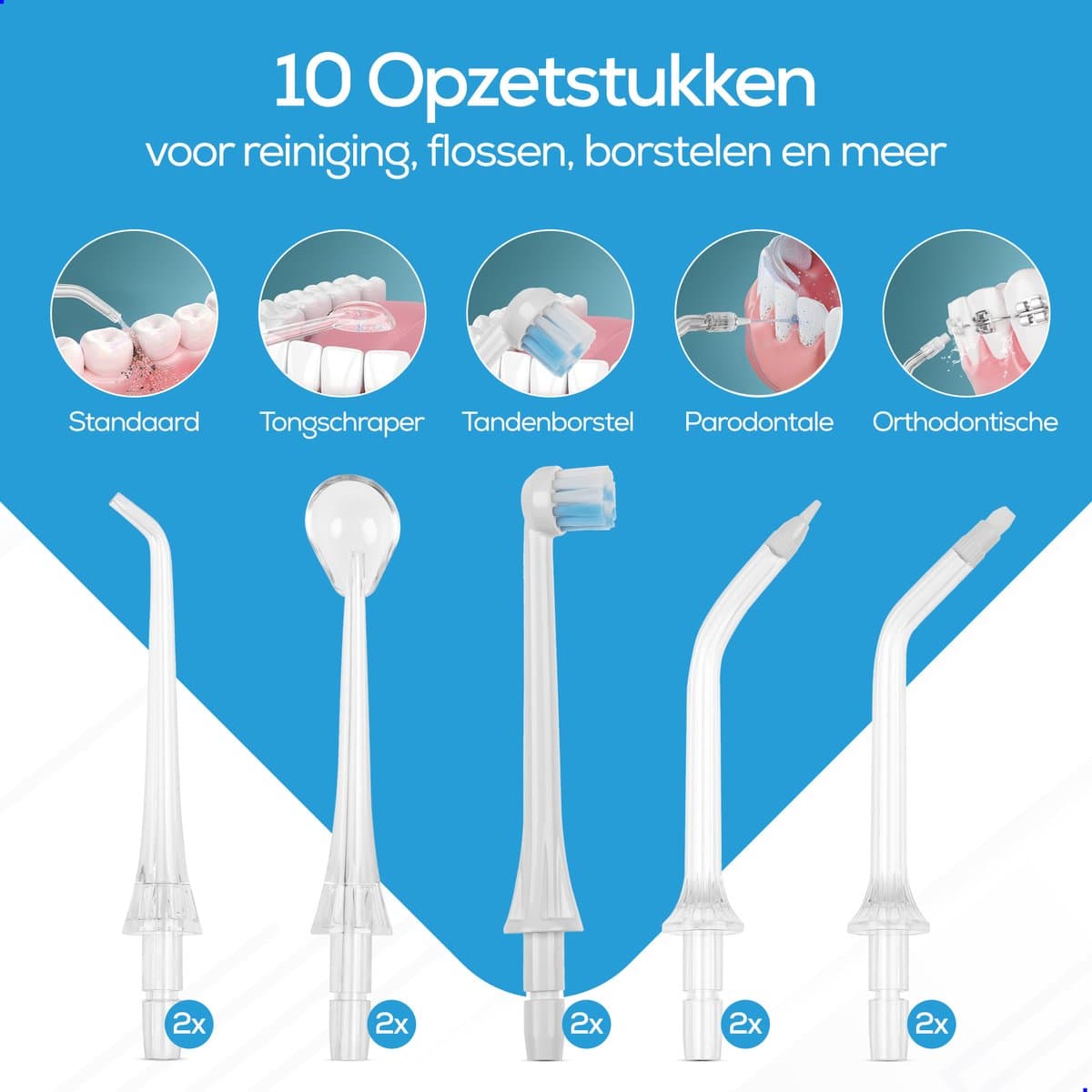 Ferera Waterflosser - 10 Opzetstukken, 9 Standen