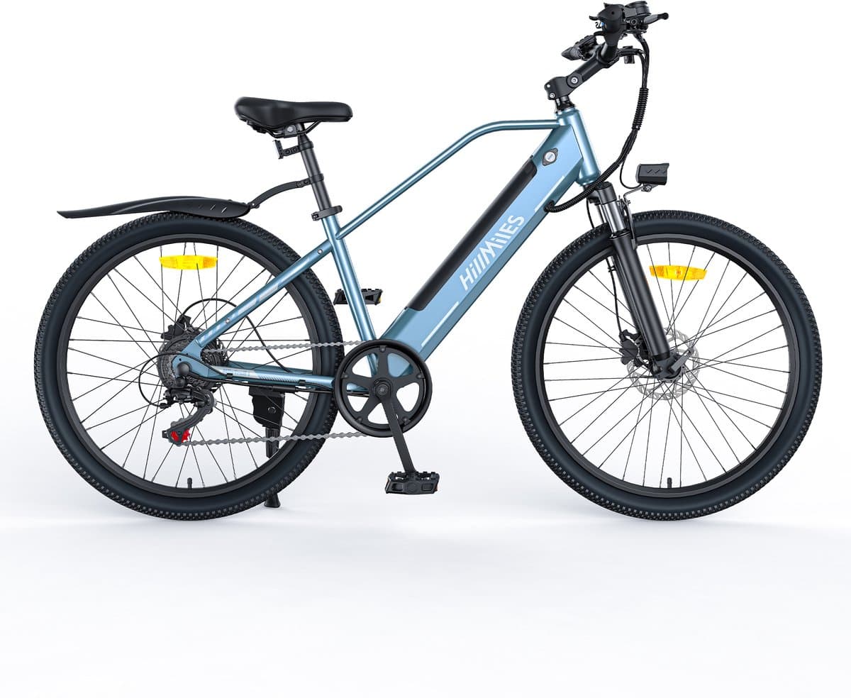 Hillmiles MileTrail 1 Elektrische fiets - Actieradius 80km - Verwijderbare batterij 36V13Ah - Motor 250W - Shimano 7 versnellingen - 26 Inch City Commuter EBike - blauw thumbnail 2