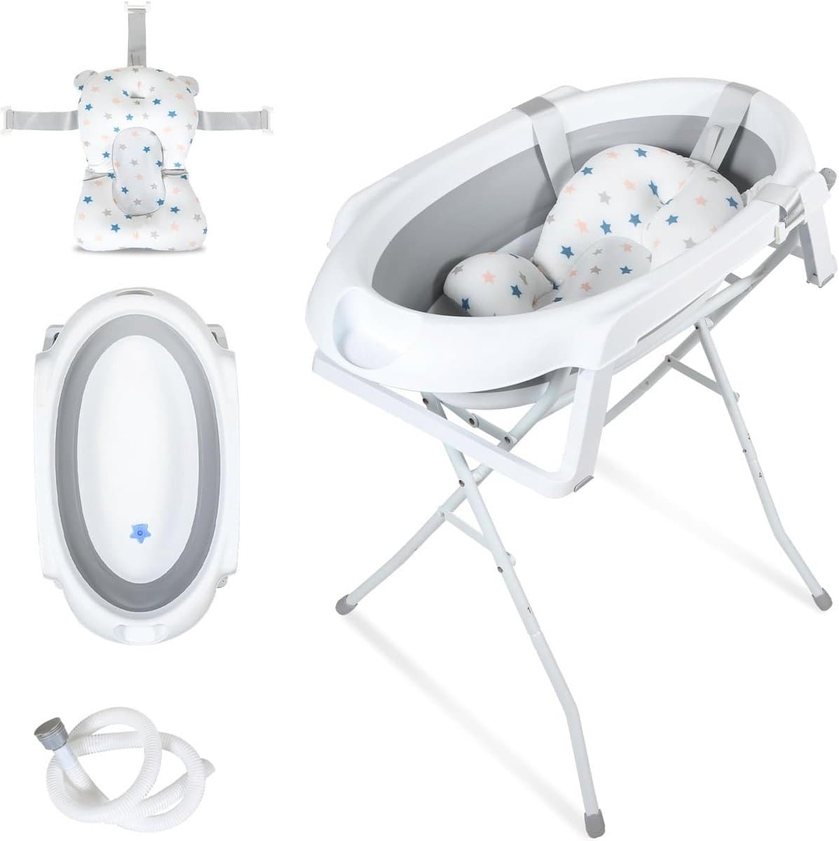 Opvouwbare Babybadkuip met Temperatuursensor en Badmat - 80 cm