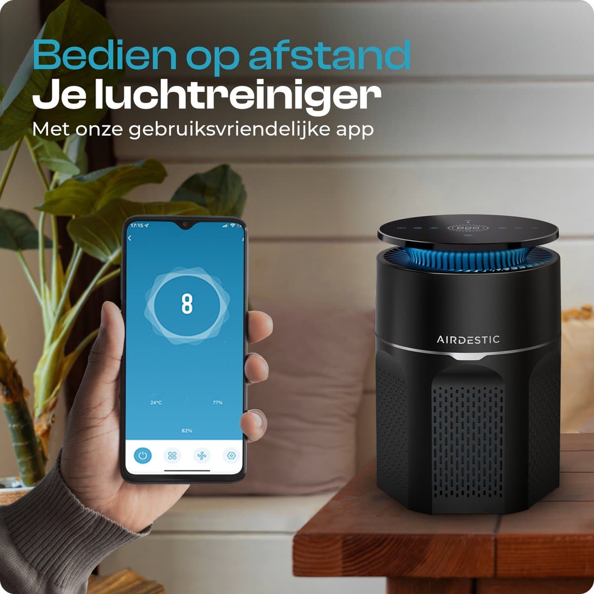 Airdestic Airwave Luchtreiniger - Air Purifier - Hepa 13 Filter – CADR 275 m³/h - Luchtreinigers – Luchtfilter – Effectief Tegen Huisstofmijt, Stof, Hooikoorts En Meer – App thumbnail 2