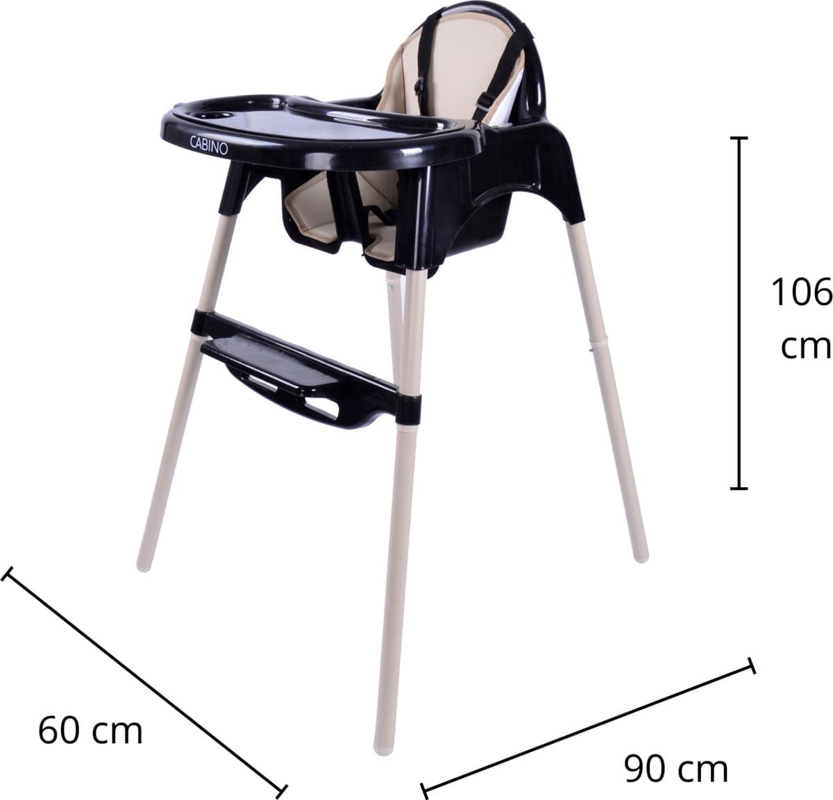 Cabino Kinderstoel Situp - Eetstoel Baby – Inclusief Kussen – Verstelbare Baby Eetstoel – 2 in 1 & Peuterstoel – Zwart & Clay thumbnail 2