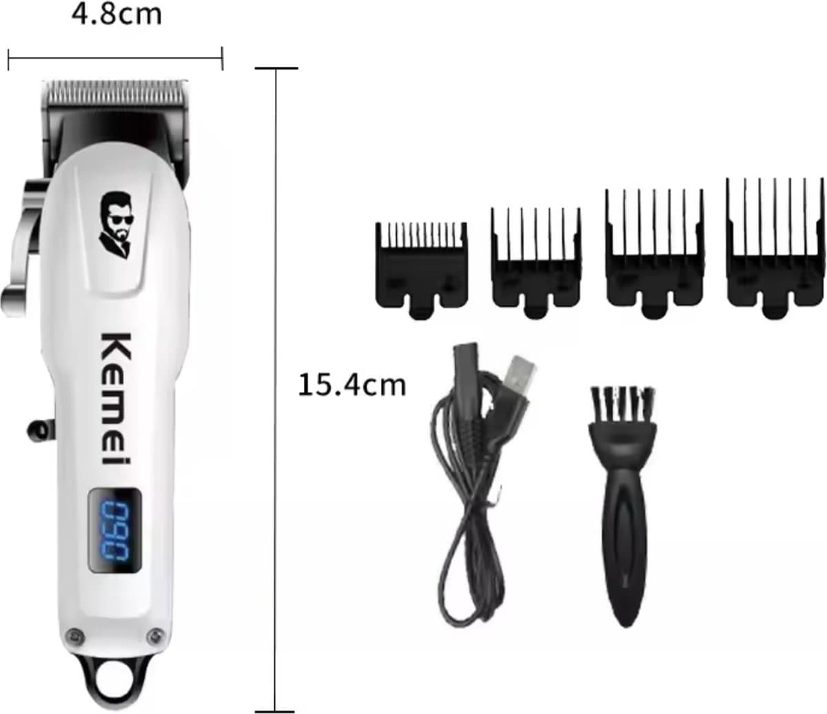 Kemei KM-232 Professionele Tondeuse met Usb Opladen Draadloze Haar Trimmer Met Lcd scherm met meerdere opzet stukken thumbnail 7