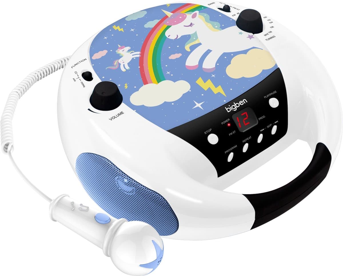 Bigben CD52 - Draagbare Radio CD-Speler - Microfoon - Eenhoorn/Unicorn - Blauw thumbnail 6