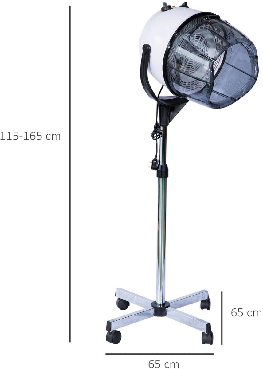 Solvix Föhn met Kap – Haardroger – Professionele Helmdroger – 1180W – Verstelbare Hoogte 115-165 cm – Timer 60 min – Tot 70°C – Met Wielen – Zwart thumbnail 3