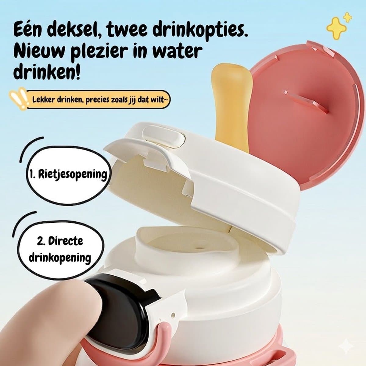 316 RVS Kinder Thermosfles & Kinderdrinkfles met Rietje en Drinktuit - 500ml Lekvrije Schoolbeker voor Meisjes & Jongens - 12u Warm/Koud Isoleerfles - BPA-Vrij & Food Grade - Ideaal Cadeau voor School, Sport & Onderweg - Met koord - kitten thumbnail 6