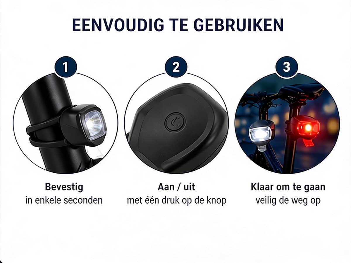 Fietsverlichting Set Voor & Achter – LED Fietslamp Batterij – Waterdicht – Inclusief 4x CR2032 – Sterke Fiets Lampen – Eenvoudige Montage thumbnail 4