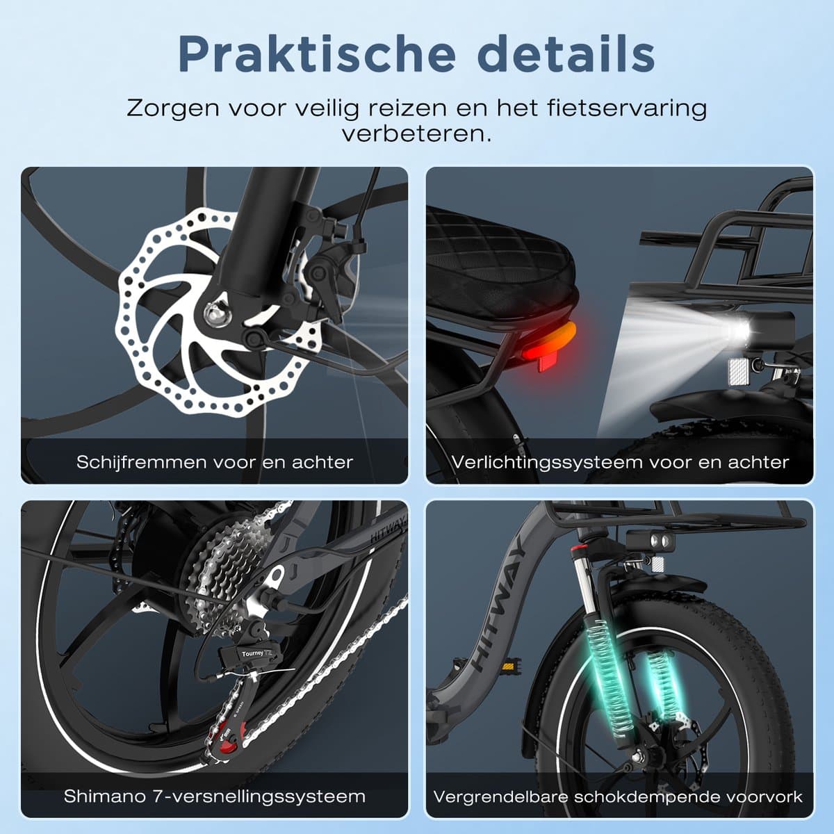 Hitway BK6SL1 - Opvouwbare e-fiets 250W, 70-150km bereik thumbnail 6