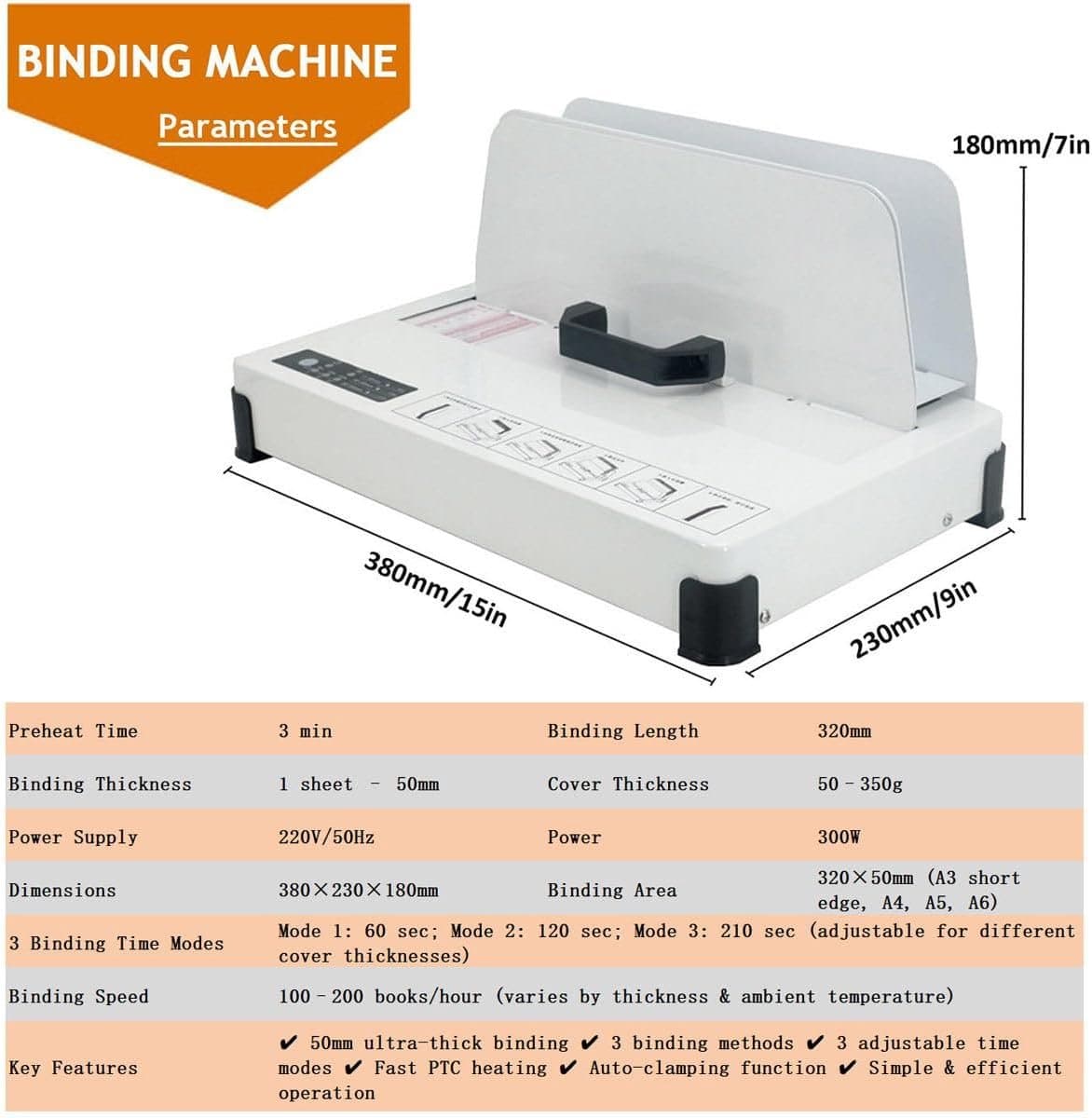 Thermische Boekbindmachine - Hot Melt Binder - Documenten Bind - Keramische Verwarming - Tot 50mm dik - Zwart thumbnail 6