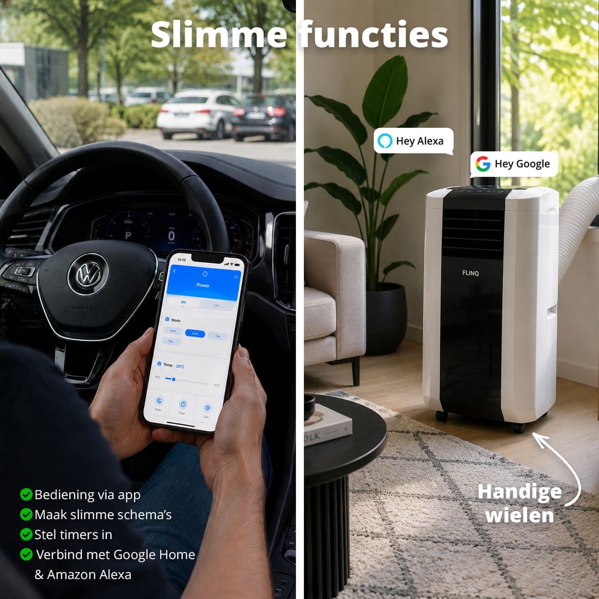 FlinQ Slimme Mobiele Airco 15000 BTU - Verkoelt tot 60m2 - Te bedienen via app - Energieklasse A thumbnail 6
