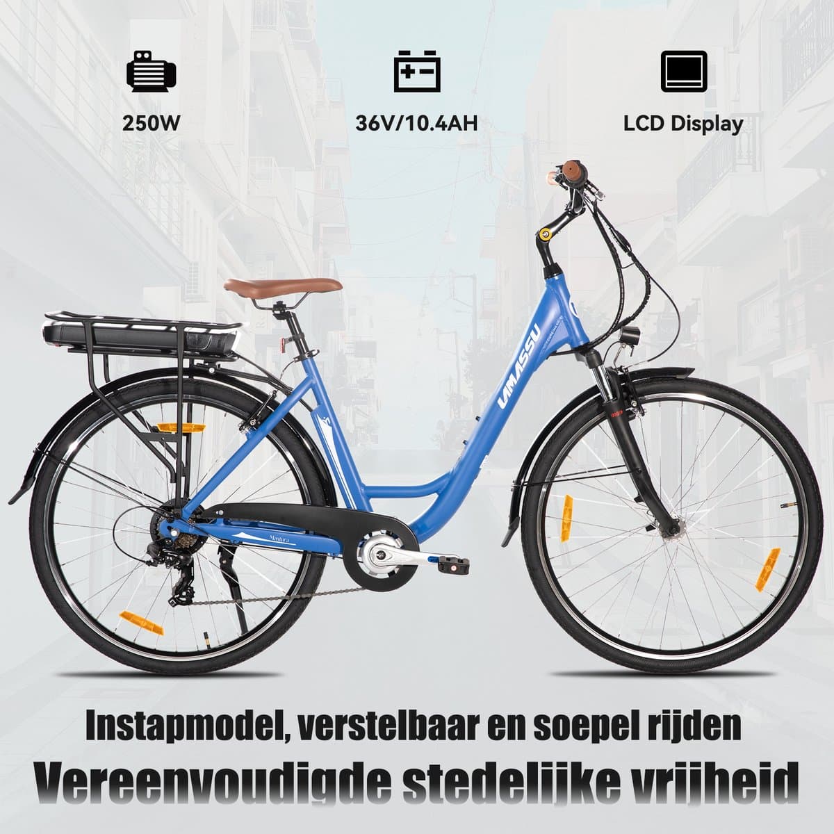 HILAND Montura Elektrische Stadsfiets 28 inch - E-bike Commuter Unisex - 250W Motor - 36V 10.4Ah Accu - 7 Versnellingen - Aluminium Frame thumbnail 7