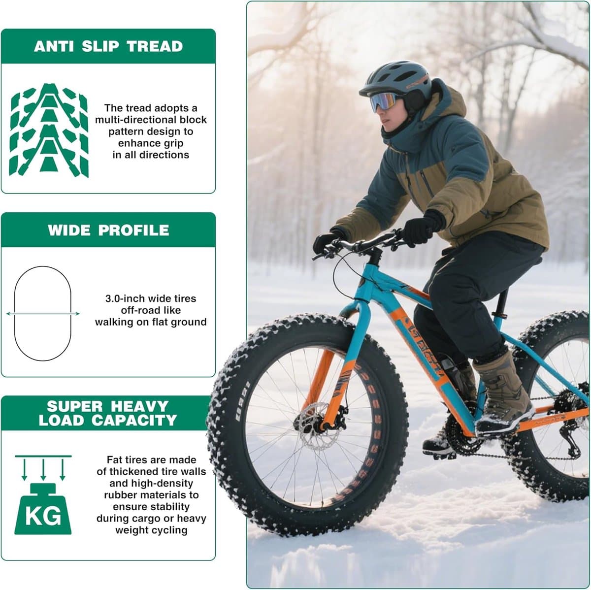 Binnenband Fatbike 20x4.0 - Fatbike Banden - Zwart/Bruin - Optimale Grip - Duurzaam Ontwerp - Voor E-bikes en Fatbikes thumbnail 2