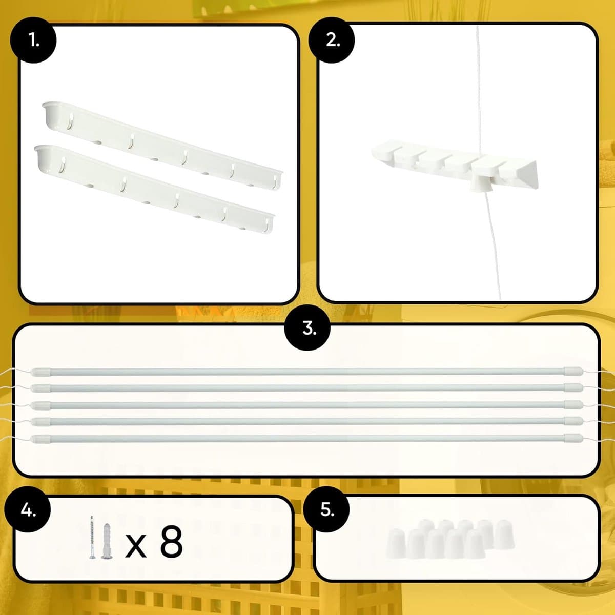 Plafond Wasdroger - Wanddroger Droogrek - Kleding Drogen - Ruimtebesparend Ontwerp - 180 cm - Wit thumbnail 5
