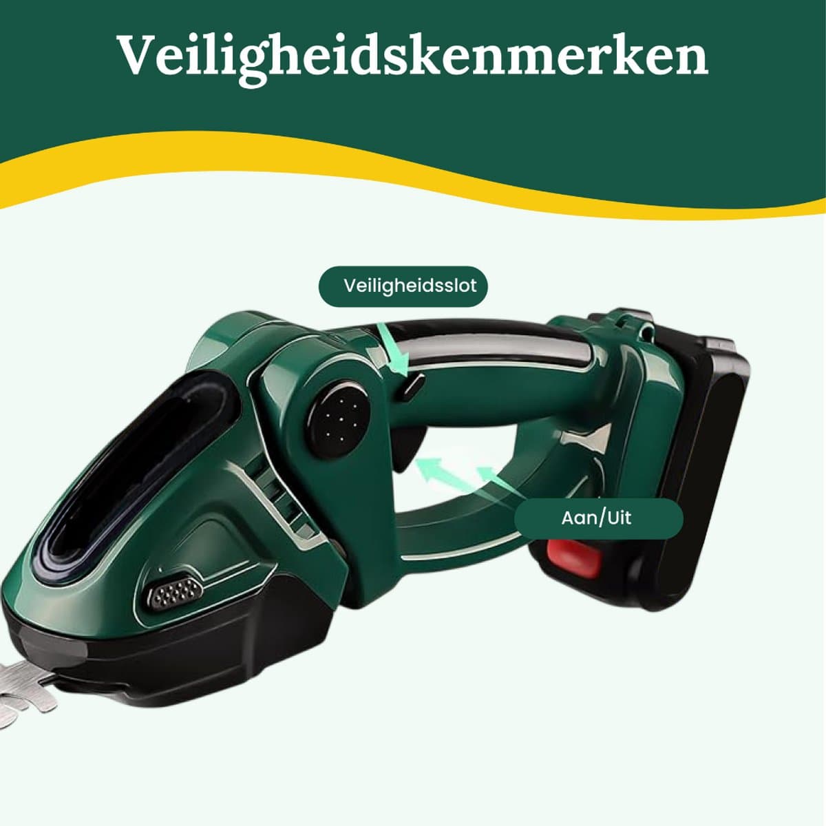 Twenty4seven® Elektrische Heggenschaar met Accu - Inclusief Buxusschaarmes & Grasschaarmes - Draadloze Snoeischaar & Grasschaar thumbnail 6