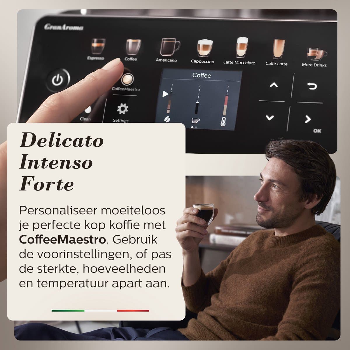 Saeco GranAroma - Espressomachine - 16 Dranken met melksysteem - Volautomatisch - Koffiemachine met bonen + AquaClean filter - Zwart (SM6580/00) thumbnail 7