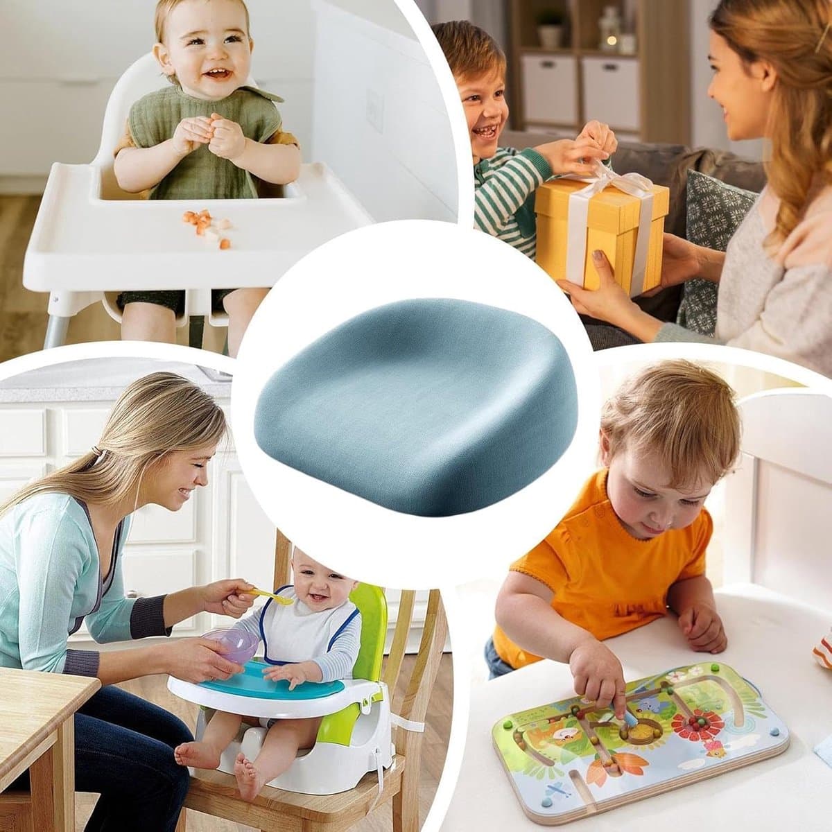 Kinder Booster Stoel - Draagstoel Kinderen - Veilig Eten - Afneembaar Ontwerp - 38x35 cm - Blauw thumbnail 5
