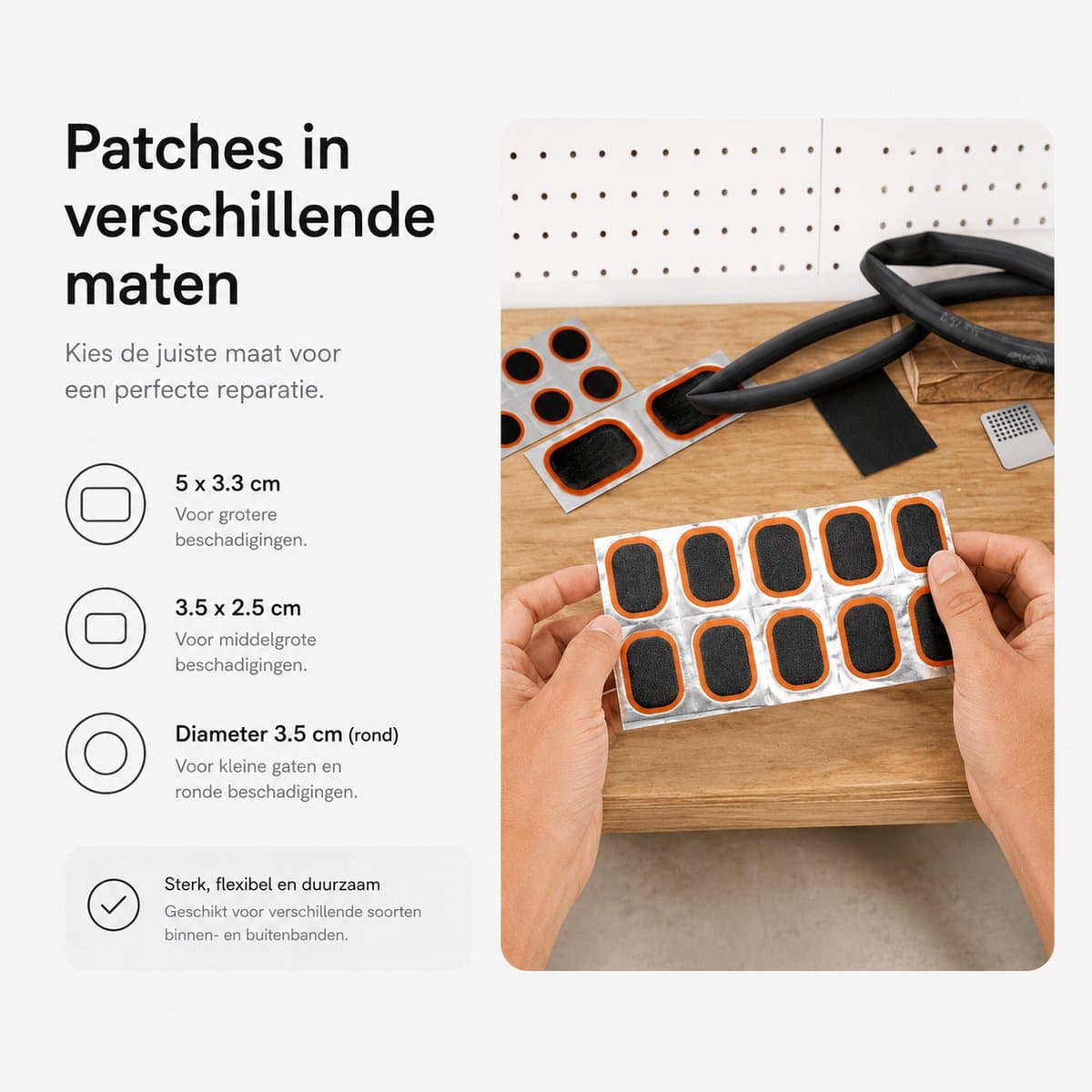 BOTC Fiets Reparatieset - voor Binnenbanden van Fietsen - met 20 vulkaniserende Plakpleisters, Metalen rasp en Bandenlichter thumbnail 6
