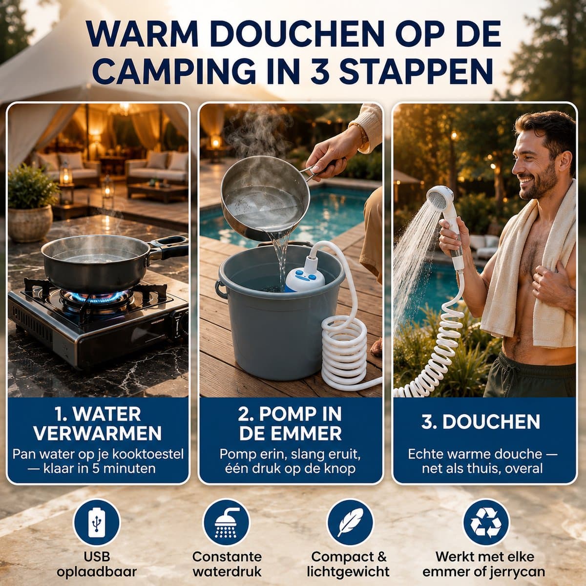 Homecrafted Camping Douche - Homecrafted Draagbare Waterpomp Kit - Buitendouche - Tuindouche - Draagbare Douche - Mobiele Douche - Met Douchekop Voor Op Reis thumbnail 4