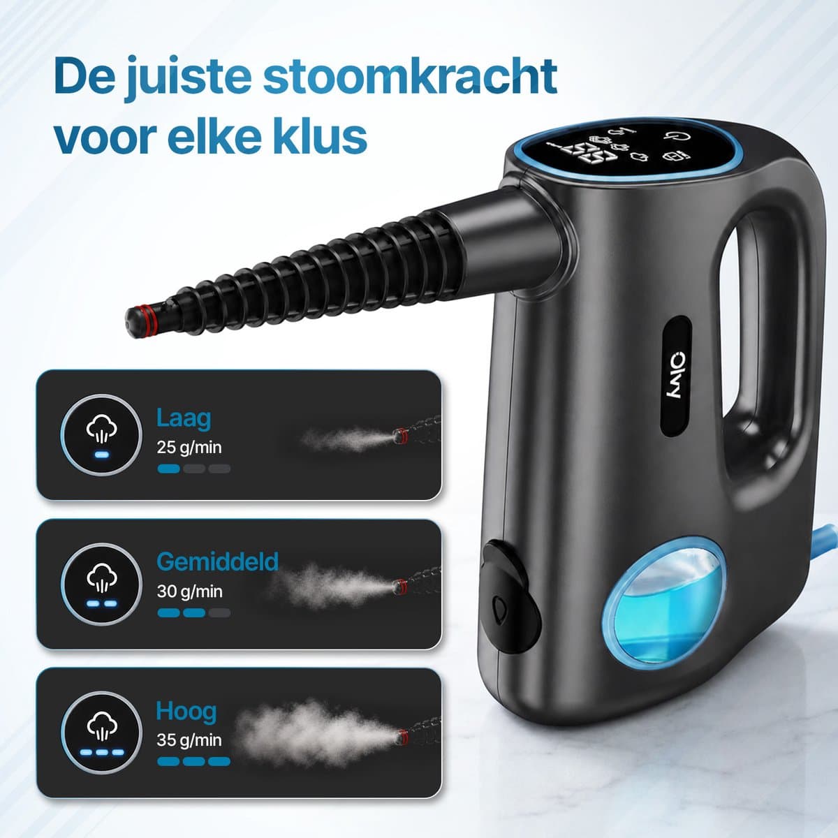 Olvy 12-in-1 Handstoomreiniger – Touchscreen - Stoomreiniger & Handstomer – Steam Cleaner - Vlekkenreiniger – Tapijtreiniger – Voor Badkamer, Keuken, Bank & Meubels thumbnail 3