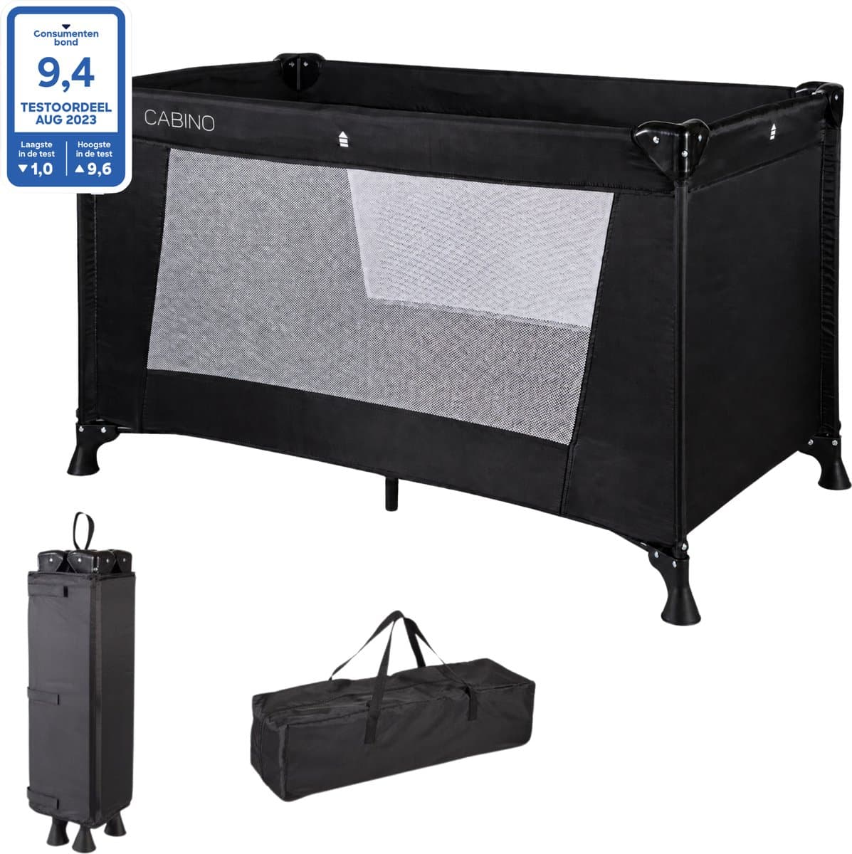 Cabino Campingbedje / Reisbedje Opvouwbaar – 120 x 60 cm - Zwart