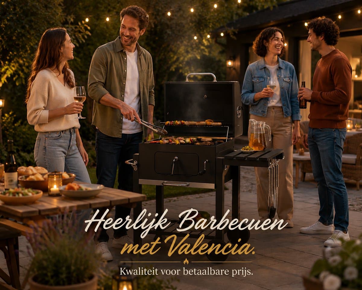 EVIQ - BBQ houtskool XL- Smoker Barbecue Valencia 2026 model - Barbeque Verstelbaar kolenrooster - Barbecues Zwart thumbnail 2