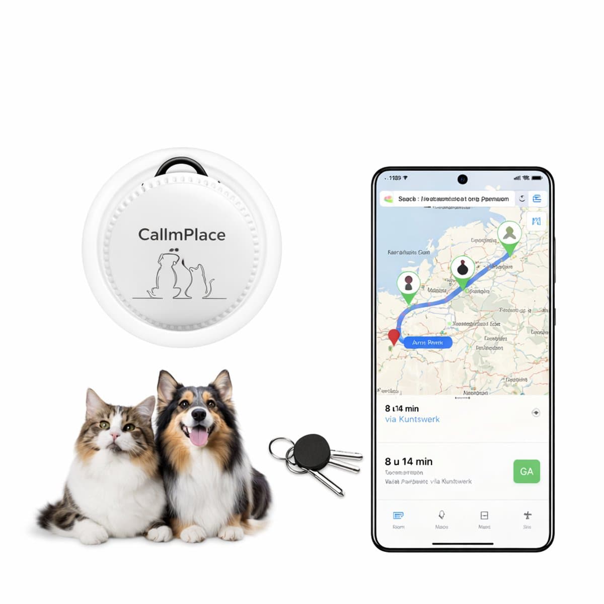 CallmPlace Huisdier Tracker – GPS Tracker voor Hond & Kat – Apple Zoek Mijn – Bluetooth – Zonder Abonnement – Sleutel Finder thumbnail 5