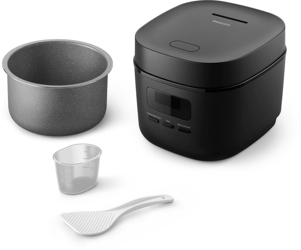 Philips 3000 Series Mini Rijstkoker HD3080/80 – Compact (0.54L) - 5 Programma’s - Anti-Aanbaklaag - Zwart – 400W thumbnail 3