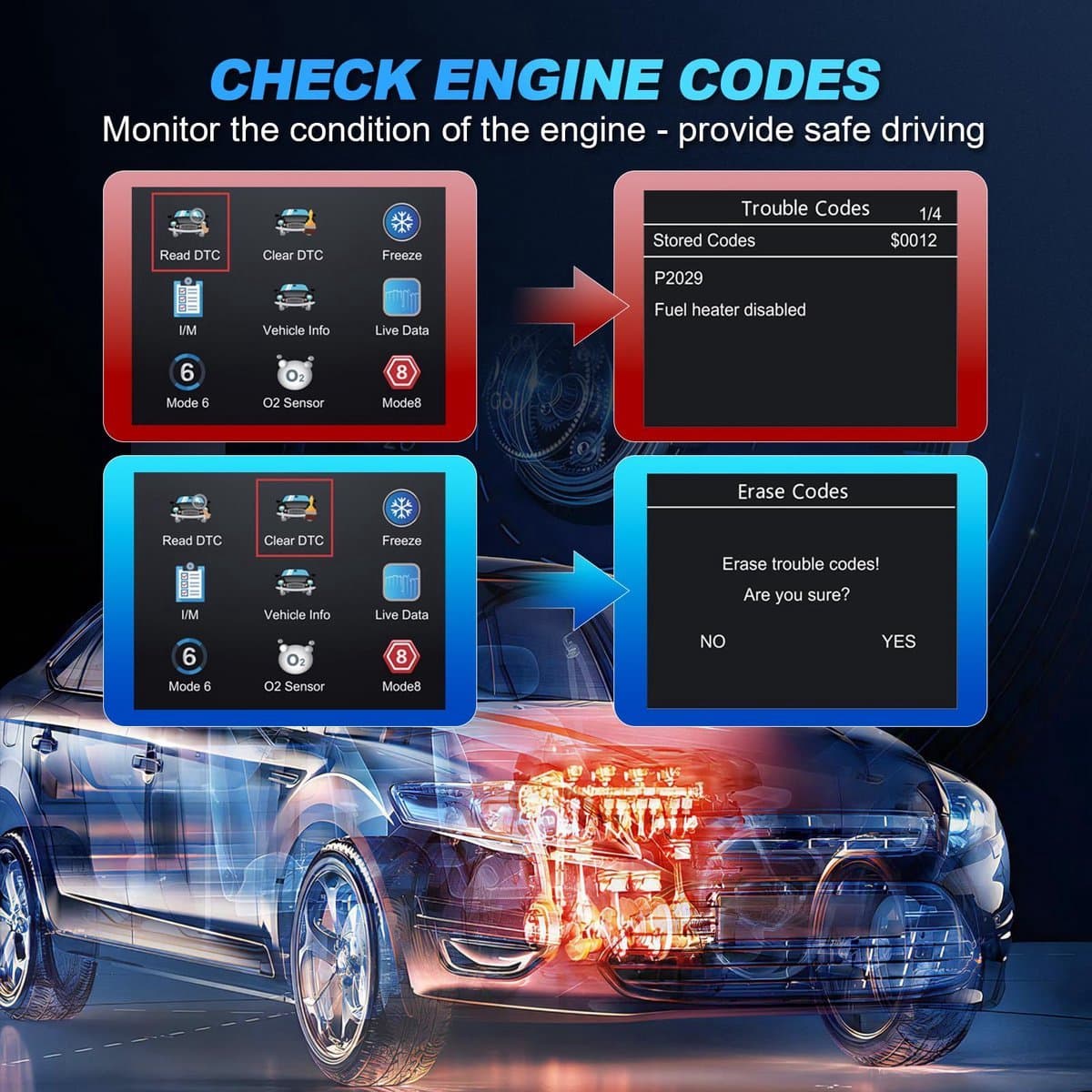 OBD2 Scanner – Auto Uitleesapparatuur – EOBD Scanner – Universeel Diagnoseapparaat met Nederlandse taal – Check Engine Auto Code Lezer – Storing Verwijderen – Plug & Play thumbnail 2