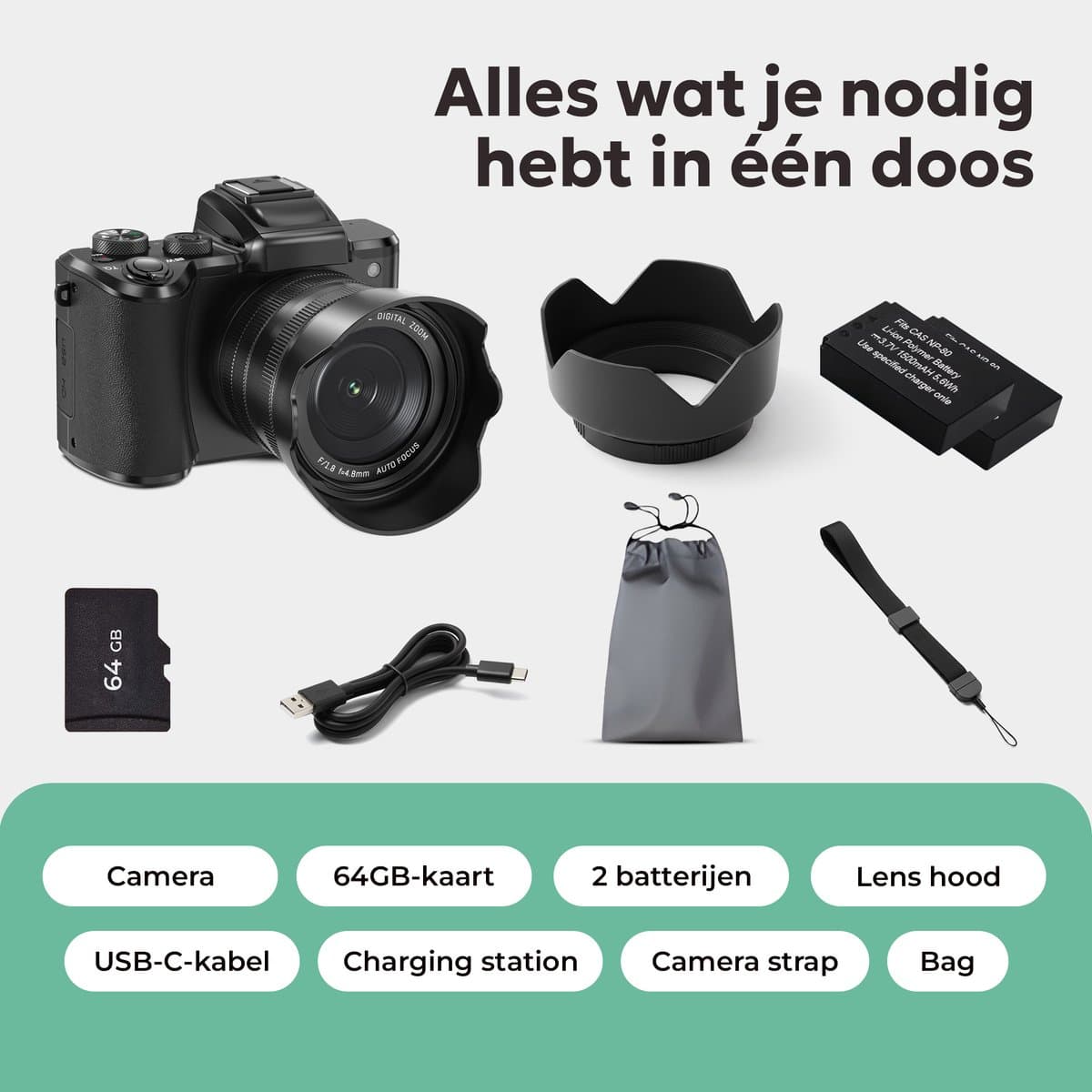 Kiekz Fotocamera 88MP - Digitale Camera 8K - 16X Digitale Zoom - Fototoestel - Compact Camera - Ideaal voor Kinderen en Beginners - Inclusief 64GB SD Kaart thumbnail 7