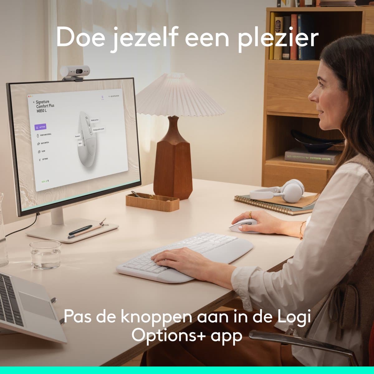 Logitech Signature Comfort Plus M850L - Draadloze Bluetooth Muis - Ergonomisch - Wit thumbnail 6