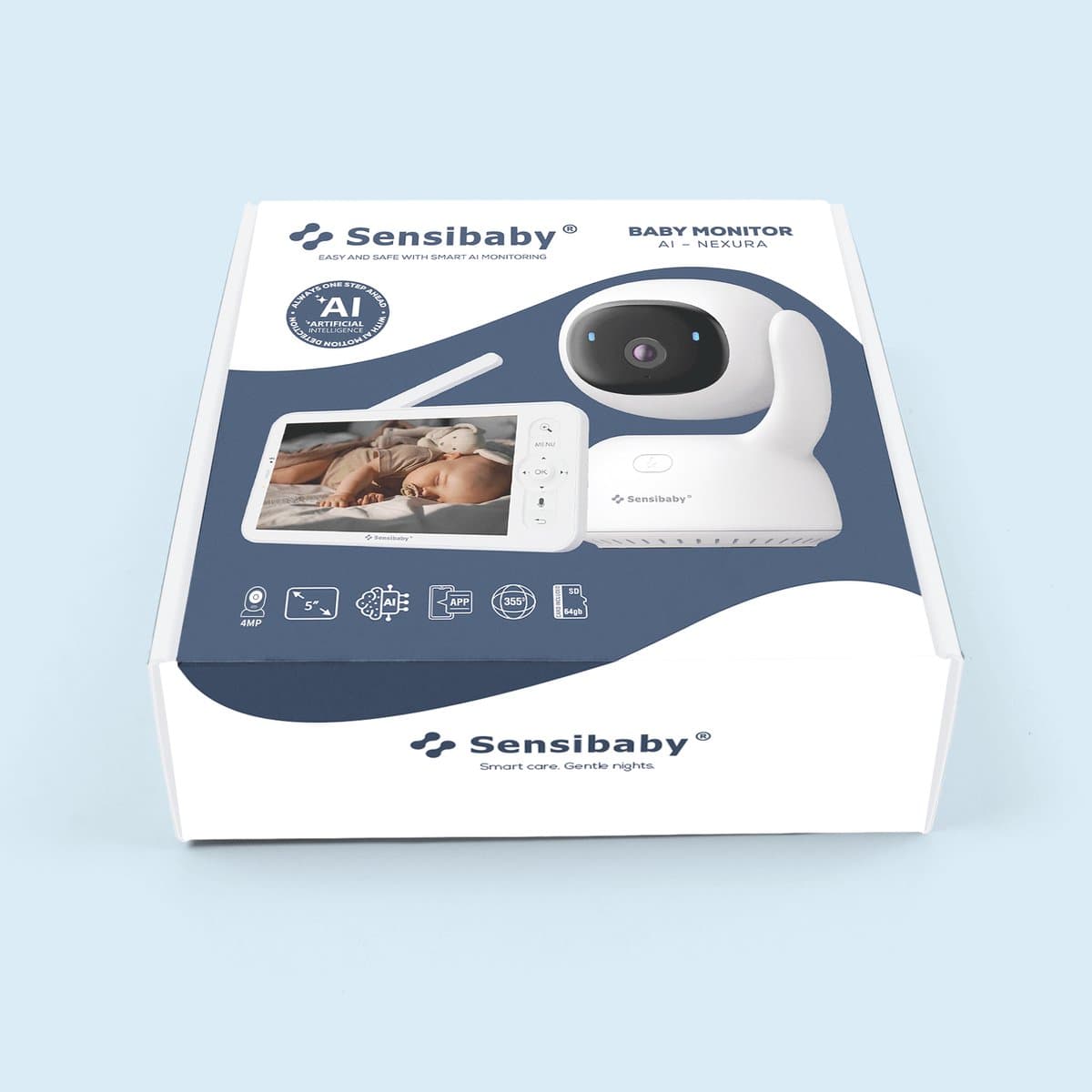 Babyfoon met Camera en App - AI Meldingen bij Huilen, Gezichtsbedekking en Buikligging - QHD Camera - Nachtzicht - 64GB SD-kaart - Baby Monitor - Sensibaby thumbnail 3