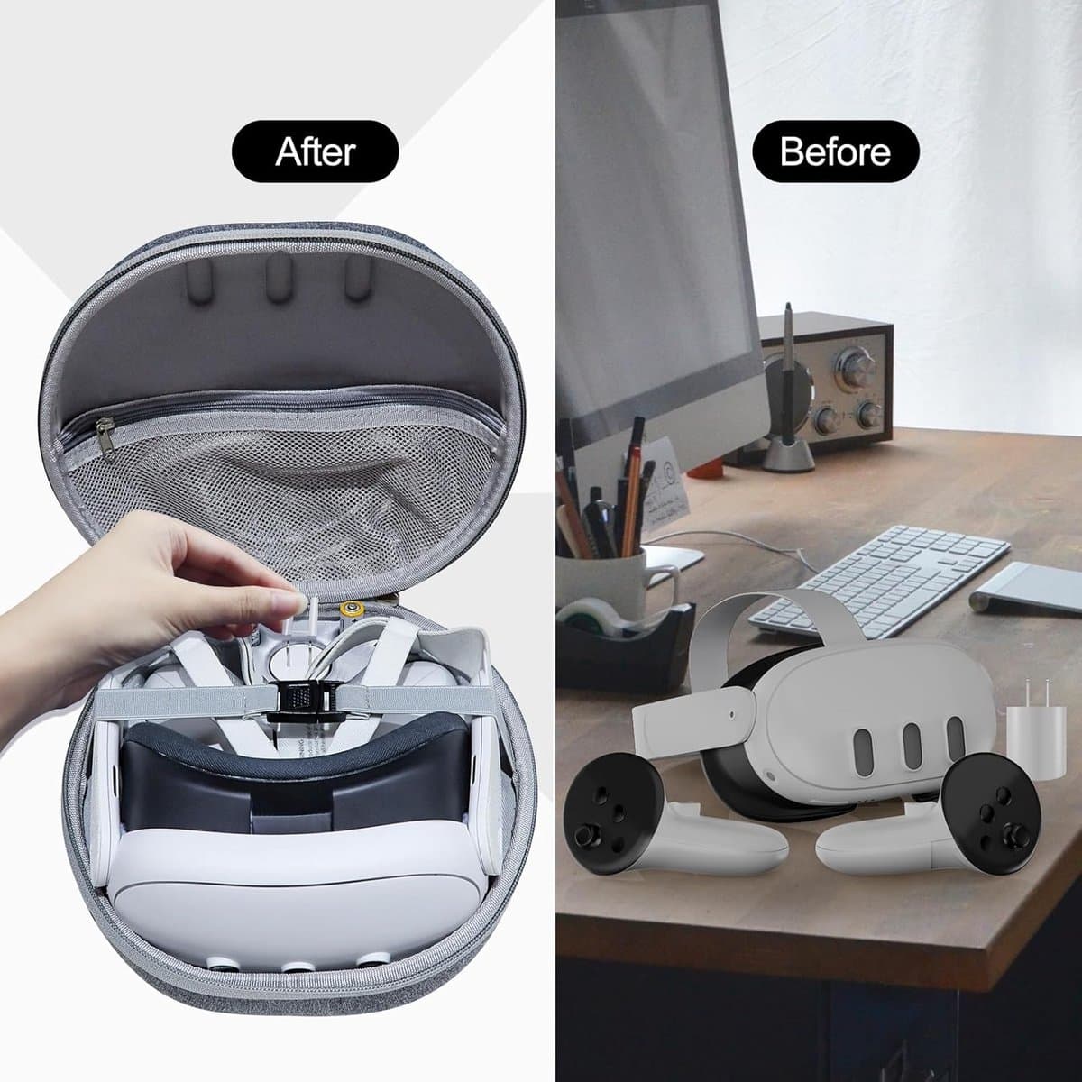Draagtas Meta Quest 3 - VR Headset Tas - Reizen en Opslag - Ultrastrak Ontwerp - 27x25x12 cm thumbnail 3
