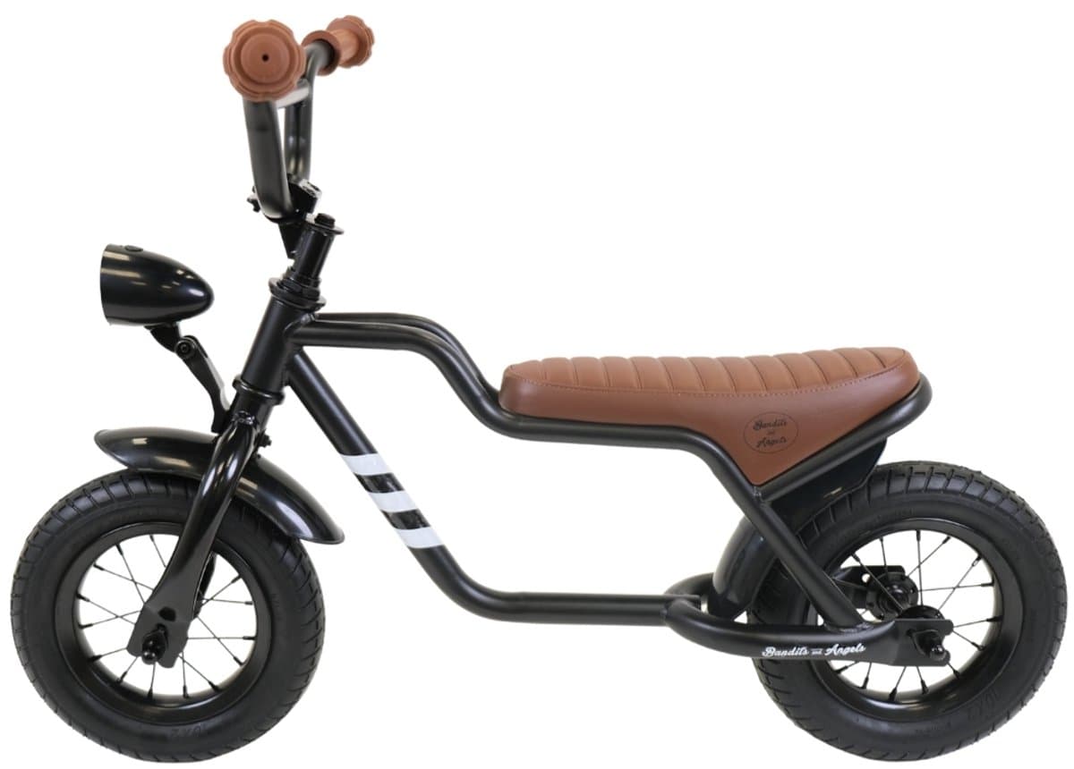 Bandits & Angels Loopfiets Fatbike Zwart vanaf 2 Jaar voor Jongens en Meisjes - Unieke Loopfiets - Metaal - Zwarte Loop Fiets - Met Werkende Koplamp