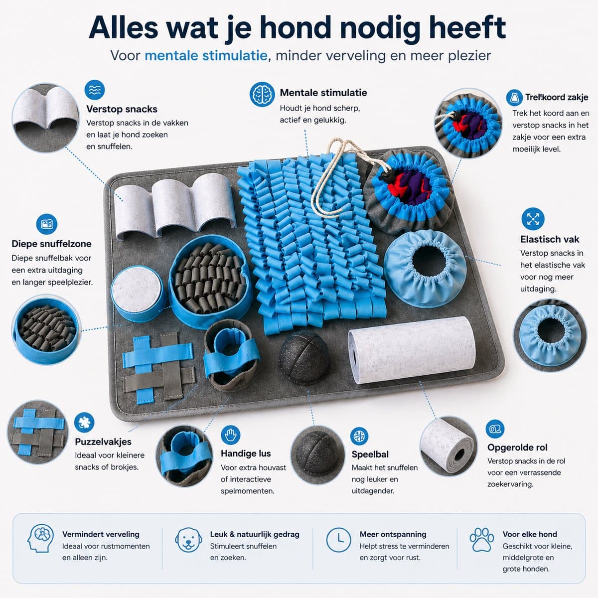 Snuffelmat Hond - Intelligentiespeelgoed met 10 Functies - Denkspel & Slow Feeder - Anti Verveling thumbnail 6