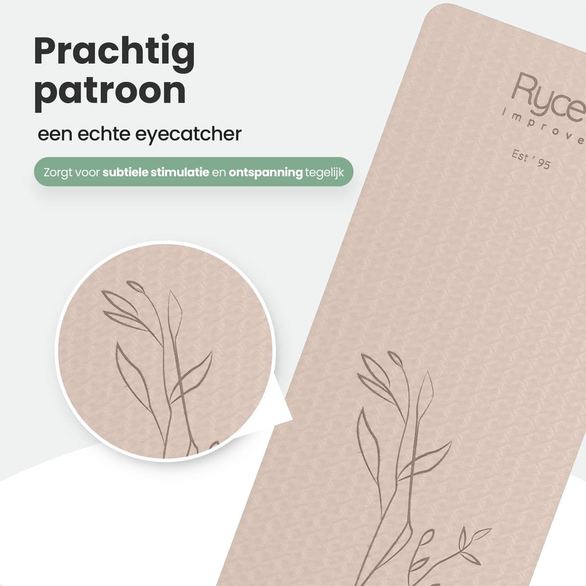 Ryce® Improve Yogamat - Pilates - Fitness - Anti Slip - Extra Dik - 183x60x0,6 cm - Zandkleur thumbnail 6