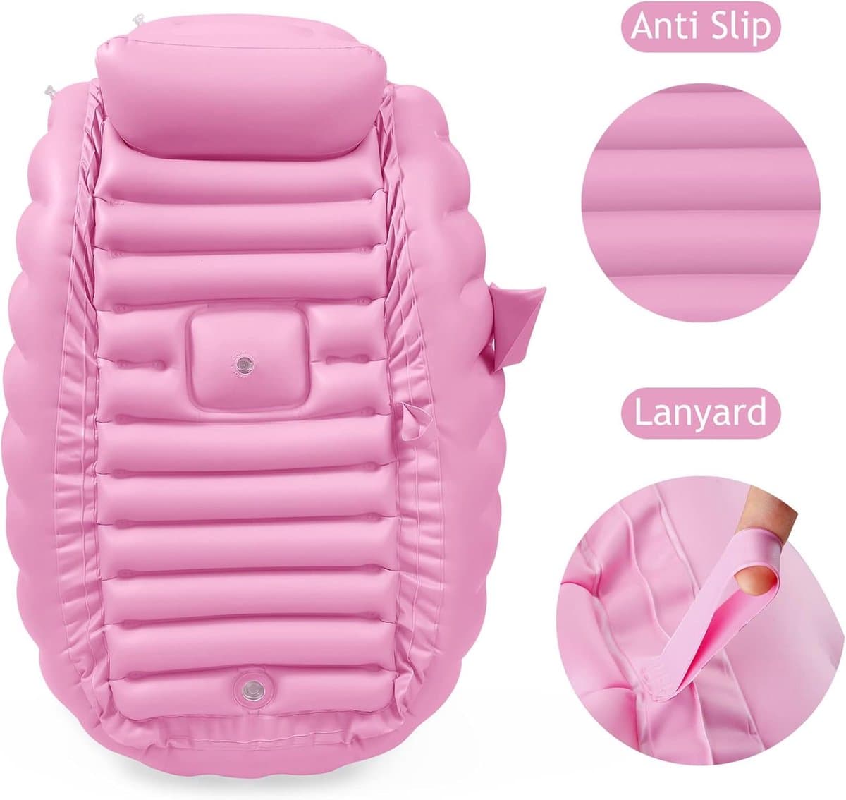Opblaasbare babybadkuip, draagbare reisbabybadkuip voor baby's, peuterbad met luchtpomp, opvouwbaar antislip douchebak, mini-luchtzwembad voor pasgeborenen (roze) thumbnail 5