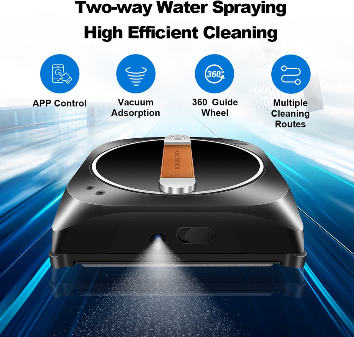 LIECTROUX YW910 Robot Ramenwasser - Dubbele Watersproeier 100ml - 3000Pa Zuigkracht - Raamreiniger met App en Afstandsbediening - Voor Ramen, Spiegels en Tegels thumbnail 2
