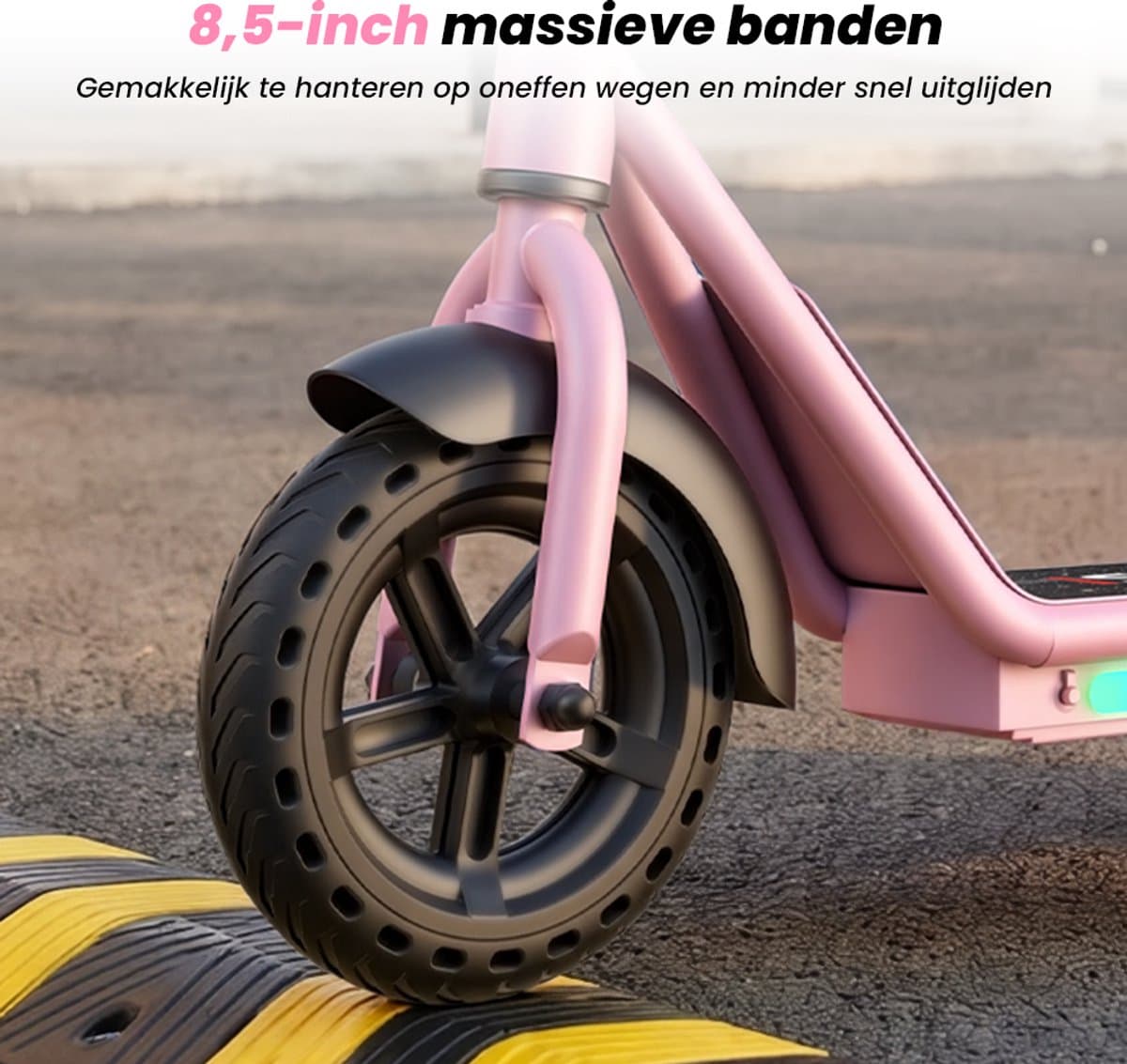 iScooter iK7 Elektrische Step Kinderen - 2‑in‑1 - 8 tot 14 jaar - App - Bluetooth muziek - RGB verlichting - 250W - 10/15/20 km/u - Bereik 15 km - 8,5" Wielen - Roze thumbnail 4