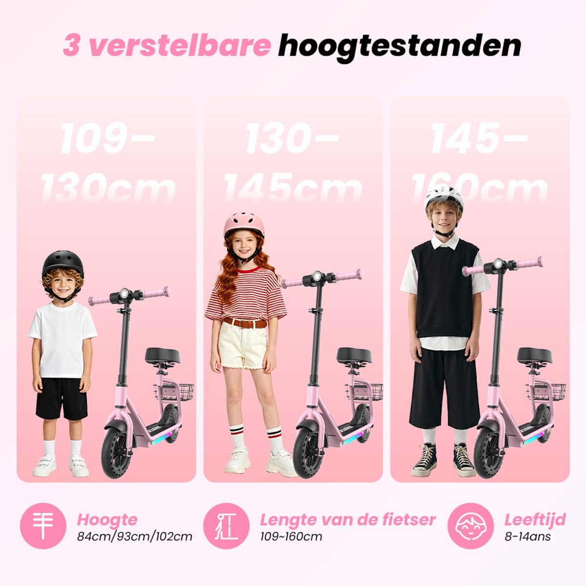 iScooter iK7 Elektrische Step Kinderen - 2‑in‑1 - 8 tot 14 jaar - App - Bluetooth muziek - RGB verlichting - 250W - 10/15/20 km/u - Bereik 15 km - 8,5" Wielen - Roze thumbnail 2