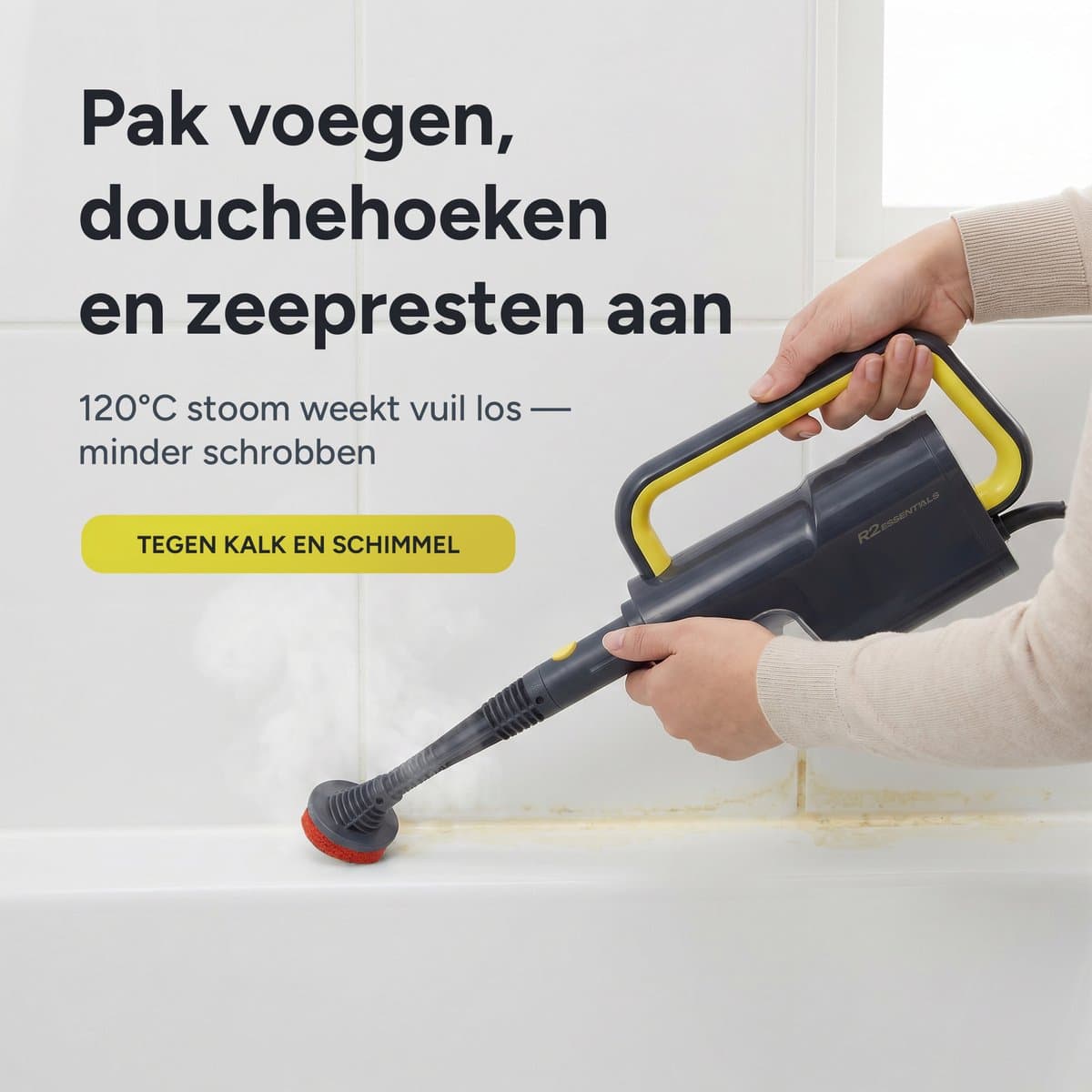R2 Essentials 12-in-1 Stoomreiniger – Steam Cleaner – Handstoomreiniger – Handstomer – Vlekkenreiniger – Chemievrije Dieptereiniging voor Badkamer, Keuken, Voegen, Tegels, Bank, Tapijt, Auto & Kleding thumbnail 2