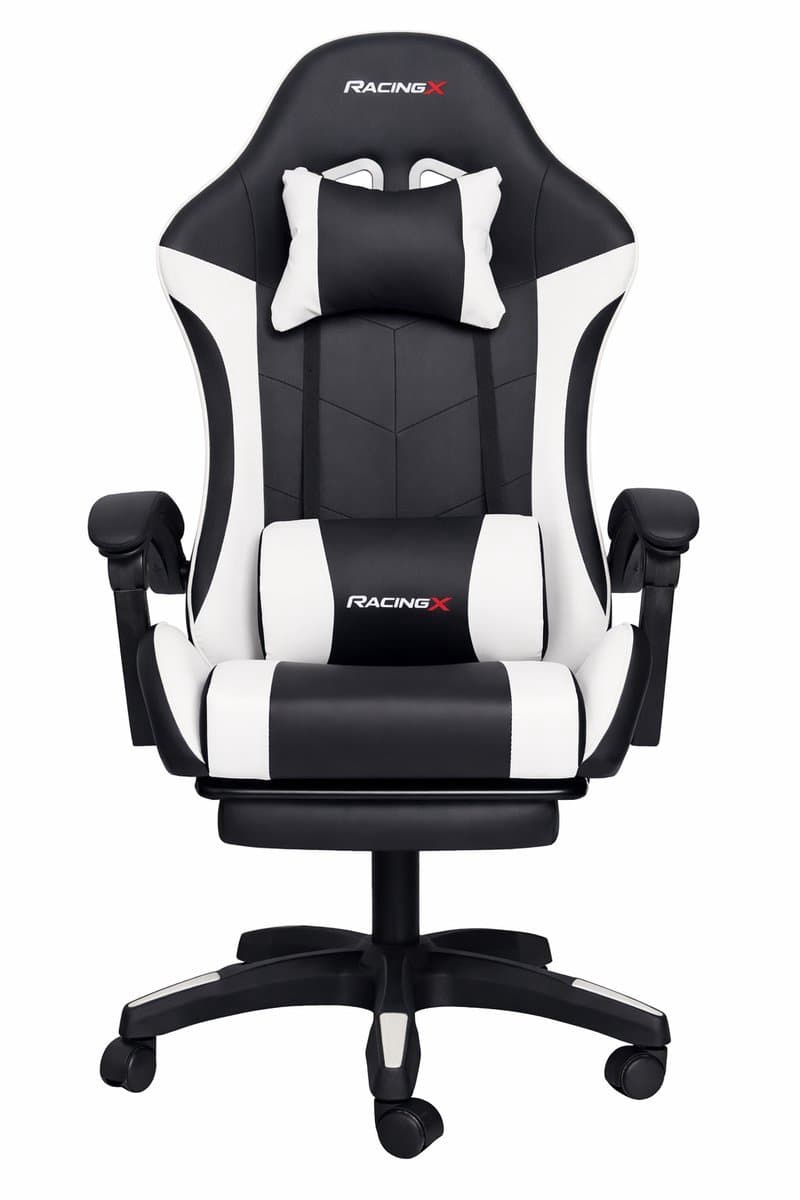 RACINGX - Game stoel Met Voetsteun- Ergonomisch - Bureaustoel - Verstelbaar - Racing - Gaming Chair - Zwart/Wit thumbnail 3