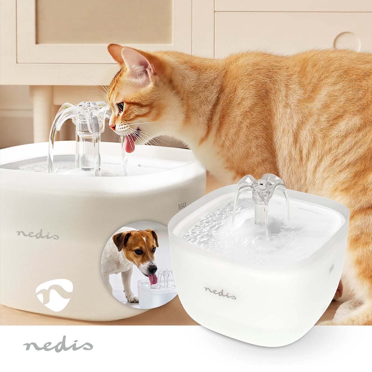 Nedis Drinkfontein voor Hond en Kat - 2 L - Geruisloos - Waterfontein - Incl. Filter - Wit thumbnail 5