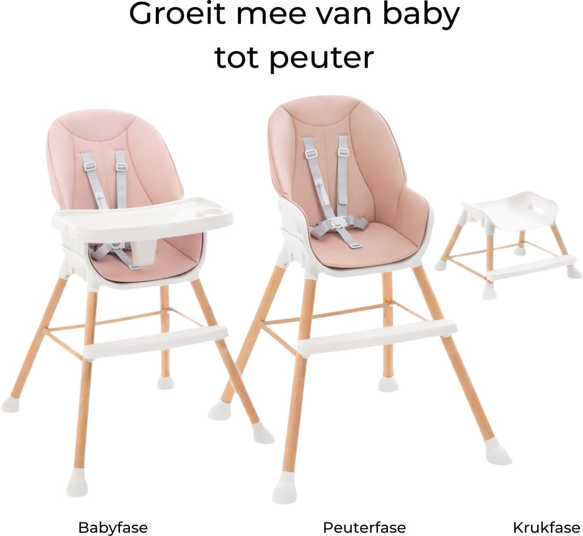 Tissy Meegroei Kinderstoel - Roze - In hoogte verstelbaar
