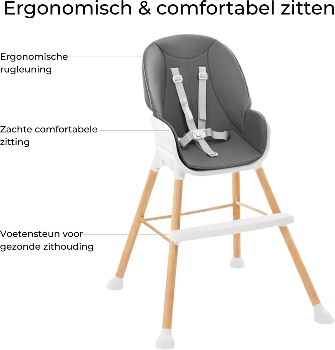 Tissy meegroei kinderstoel - in hoogte verstelbaar grijs thumbnail 8