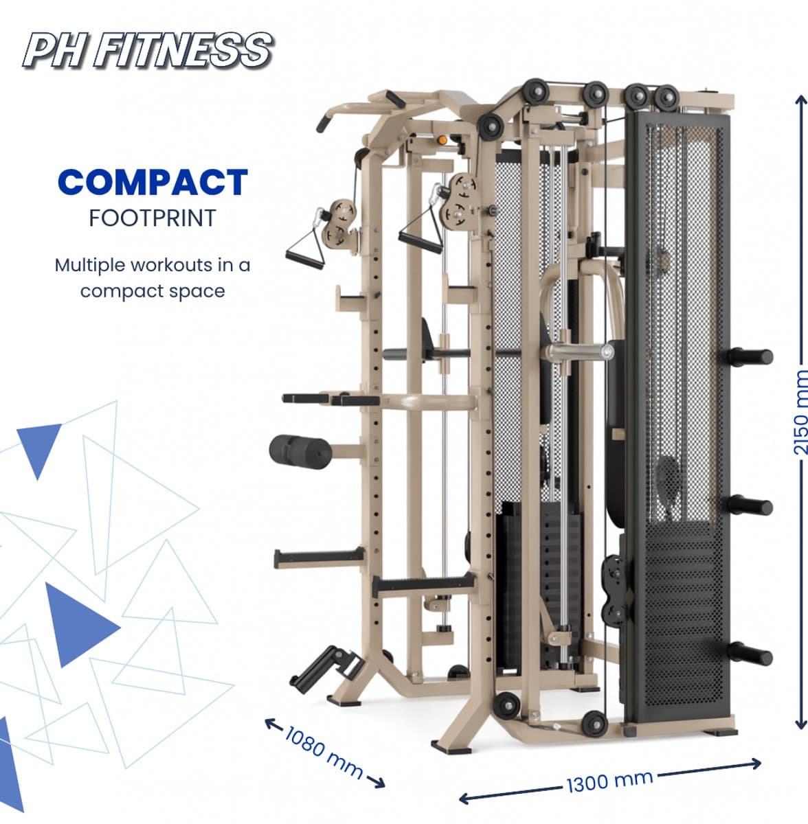 PH Fitness FUSION X Pro Rack – Professioneel Multifunctioneel Power Rack & Smith Machine (0°/7°), Dual Adjustable Cable Trainer 160 kg, Pec Deck, Lat Pulldown & Pull-Up Bar thumbnail 3