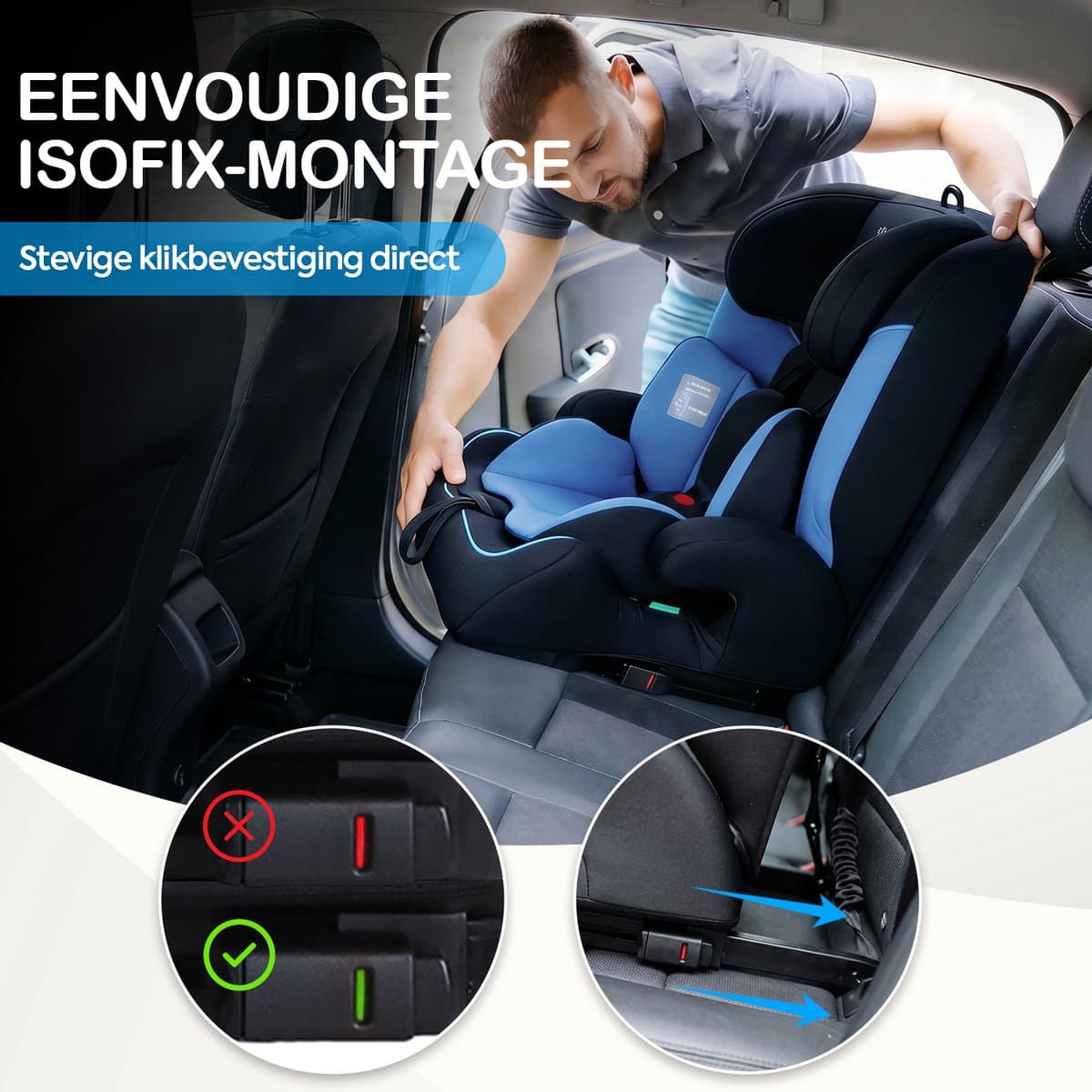Mino Bambino i-Size Autostoel – Isofix - Groep 1/2/3 9-36 kg (76 tot 150 cm) - 15 maanden tot 12 jaar – Blauw thumbnail 3
