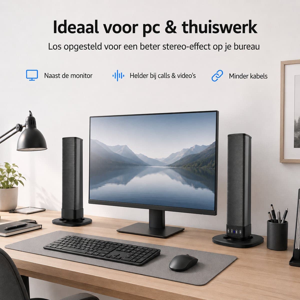Gloovon® Deelbare Soundbar & PC Speakers - Bluetooth 5.0 & Bedraad - 20W Stereo Audio met 2000mAh Accu - AUX, RCA & USB - Zwart thumbnail 8