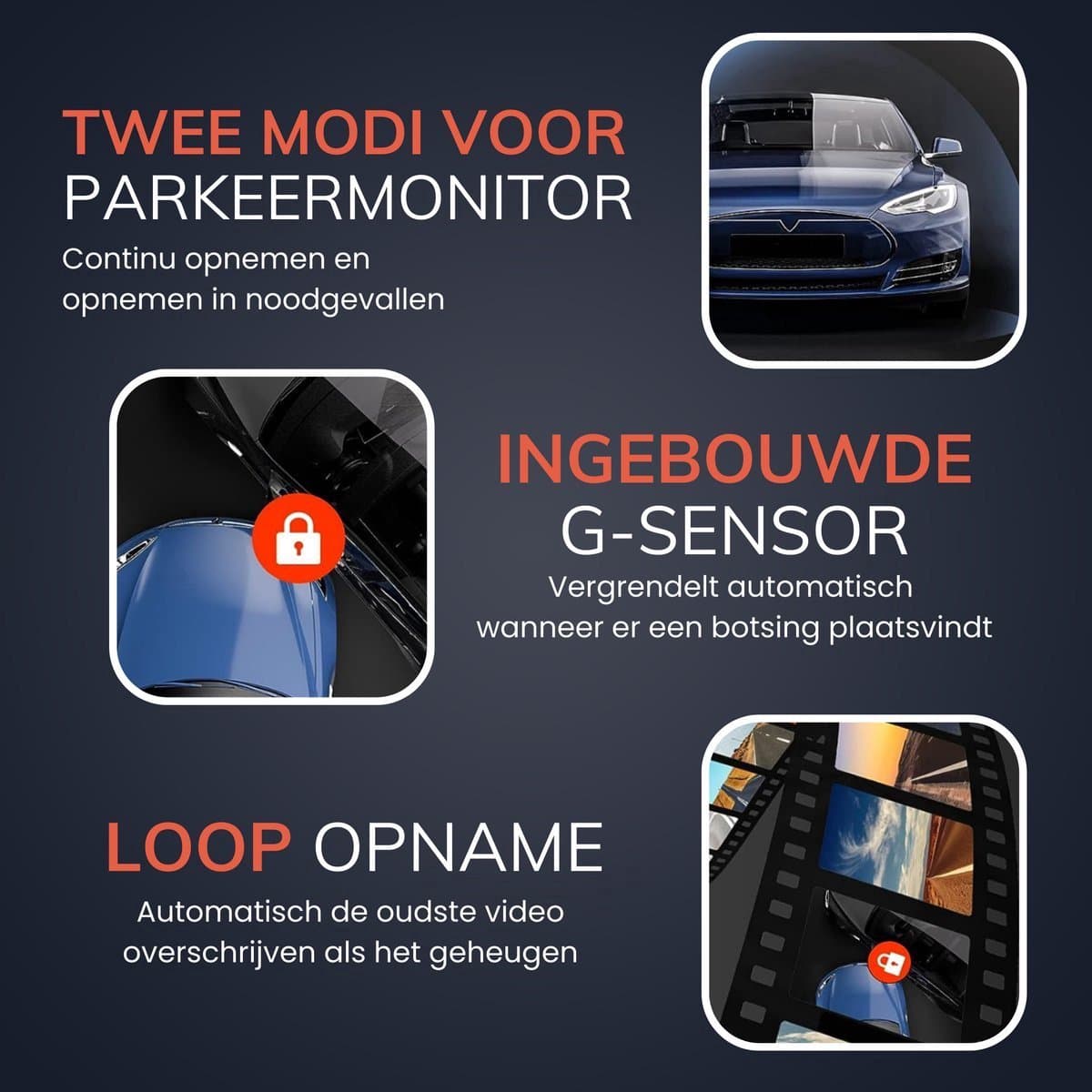 RedTiger T27 Spiegel Dashcam voor auto - Ultra 4K & 2,5K - Voor en Achter camera - WiFi en GPS - 12 Inch - Sony Camerasysteem - Nachtzicht - Parkeerbewaking - met Parkeerhulp - G Sensor - Loop opname - Full HD thumbnail 6
